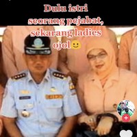 Transformasi kehidupan, jangan terlalu loyal sama pimpinan. Dulu istri seorang pejabat, sekarang ojol ladies, tulis akun TikTok @galuh_boengas (3/5/2021). Foto: Dok. Tangkap layar akun TikTok @galuh_boengas.