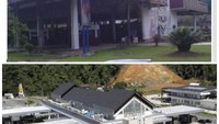 Burung garuda yang gagah tampak membentangkan sayapnya tepat di sebuah bangunan yang didominasi warna putih dan ukiran adat yang unik di perbatasan Indonesia-Malaysia. Bangunan tersebut adalah Pols Lintas Batas Negara (PLBN) Entikong. Foto: detikcom