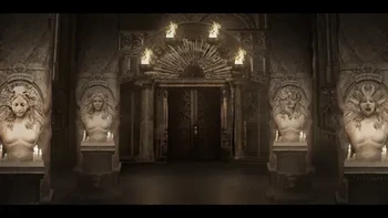 Lady Dimitrescu tinggal di sebuah kastil bernama Castle Dimitrescu bersama dengan ketiga putrinya. Foto: (Capcom)