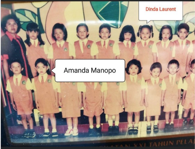 Ini adalah foto saat Amanda Manopo masih duduk di bangku Play Group. Usai diunggah ke Instagram oleh sang ibu, foto masa kecil Amanda Manopo itu langsung banjir pujian netizen. Tak sedikit yang memuji kecantikan Amanda dan menyebutnya terlihat imut. Foto: Instagram/@hennymanopolugue