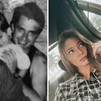 Ini adalah potret Enzy Storia kecil dengan ayah bulenya yang berasa dari Polandia. Paras bule dari sang ayah tampak menurun ke Enzy. Foto: dok. Instagram/@enzystoria