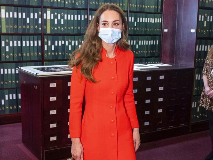 Kate Middleton Britains Kate, Duchess of Cambridge during a visit to the archive in the National Portrait Gallery in central London, Friday, May 7, 2021 to mark the publication of the book Hold Still. (Dominic Lipinski/Pool Photo via AP)