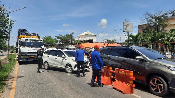 Penyekatan di perbatasan Palembang-Ogan Ilir, Sumsel.