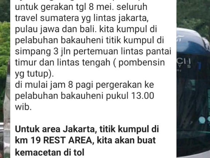 Pesan ajakan untuk membuat kemacetan jalan tol di WAG