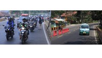 CB One Way tahun 2019 (kiri), Polisi lakukan CB One Way dari arah Nagreg menuju Garut, CB One Way dilakukan agar arus lalu lintas dari Cileunyi ke Nagreg terkuras. Tidak ada CB One Way tahun 2021 (kanan), arus lalu lintas lancar tanpa hambatan.  