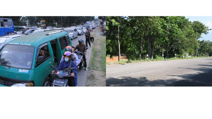 Lalu lintas di Jalur Nagrek kerap ramai pemudik jelang Lebaran. Namun, pemandangan itu kini tampak berbeda usai pandemi mewabah dan mudik Lebaran pun dilarang.