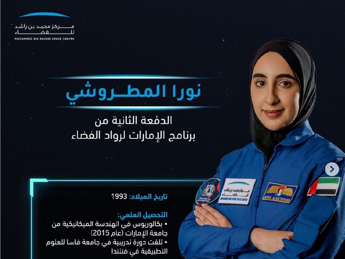 Nora al Matrooshi Nora al Matrooshi, astronot wanita Arab pertama