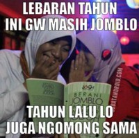 Nasib jomblo akut. Tiap tahun pas Lebaran selalu nggak punya pasangan. Yang sabar ya mblo.. Foto: sobatandroid.com