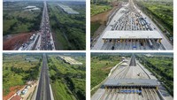 Suasana pintu Tol Cikampek Utama di momen mudik lebaran sebelum dan saat pandemi Corona. ANTARA FOTO/Rivan Awal Lingga/Nova Wahyudi  