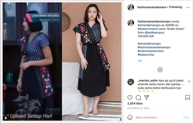 Bukan rahasia lagi jika Amanda Manopo dikenal sebagai salah satu artis cantik Indonesia yang senang mengenakan barang-barang mewah. Namun kali ini Amanda mengenakan dress batik yang harganya hanya sekitar Rp 120 ribu. Foto: Instagram/@fashionamandamanopo