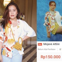 Biasa tampil dengan barang-barang bermerek berharga fantastis, Prilly Latuconsina beberapa waktu lalu kedapatan mengenakan pakaian berharga ratusan ribu. Kemeja bermotif abstrak yang dikenakan oleh Prilly ini merupakan koleeksi Mojave Attire dari Rebel Collecion yang dibanderol dengan harga Rp 150 ribu. Foto: Instagram/@prillylatuconsina96