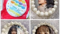 Tak kalah manis, fans Park Bo Young mengirimkan food truck dengan kue-kue berhias wajah manis idolanya. Duh, jadi sayang dimakan deh! Foto: Instagram parkboyoung___