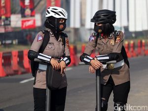 Potret Polwan Cantik yang Sosialisasikan Larangan Mudik