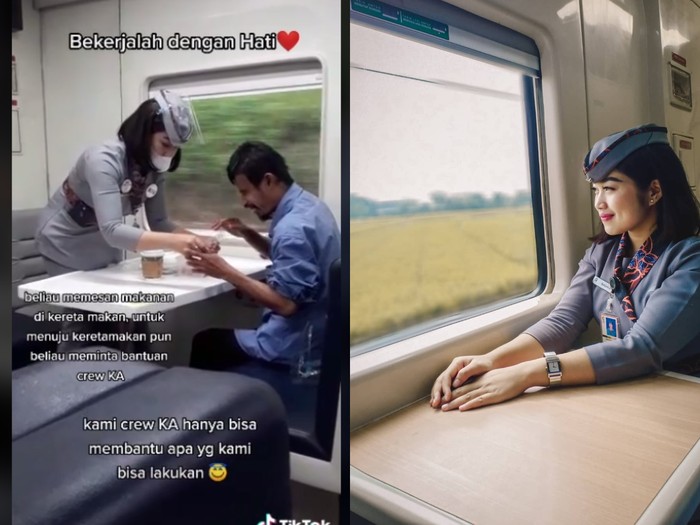 Pramugari bantu makan penumpang tunanetra Aksi Pramugari Kereta Bantu Makan Penumpang Tunanetra, Ini Kisahnya