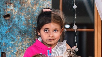 Boneka yang digendong bocah Palestina pun juga turut lusuh dan seolah penuh luka. (Foto: Instagram/ugurgallen)