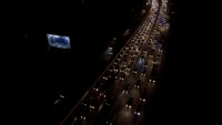 Kepadatan arus mudik di jalan tol Cikopo-Palimanan tahun 2017 pada malam hari. ANTARA FOTO   