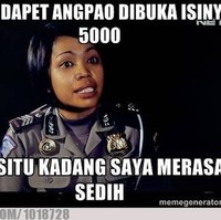 Masih mending dapat angpao Lebarab Rp 5 ribu, daripada cuma Rp 2 ribu. Yuk bersyukur aja, nanti cari angpao Lebaran lagi yang isinya lebih banyak. Foto: 1cak.com