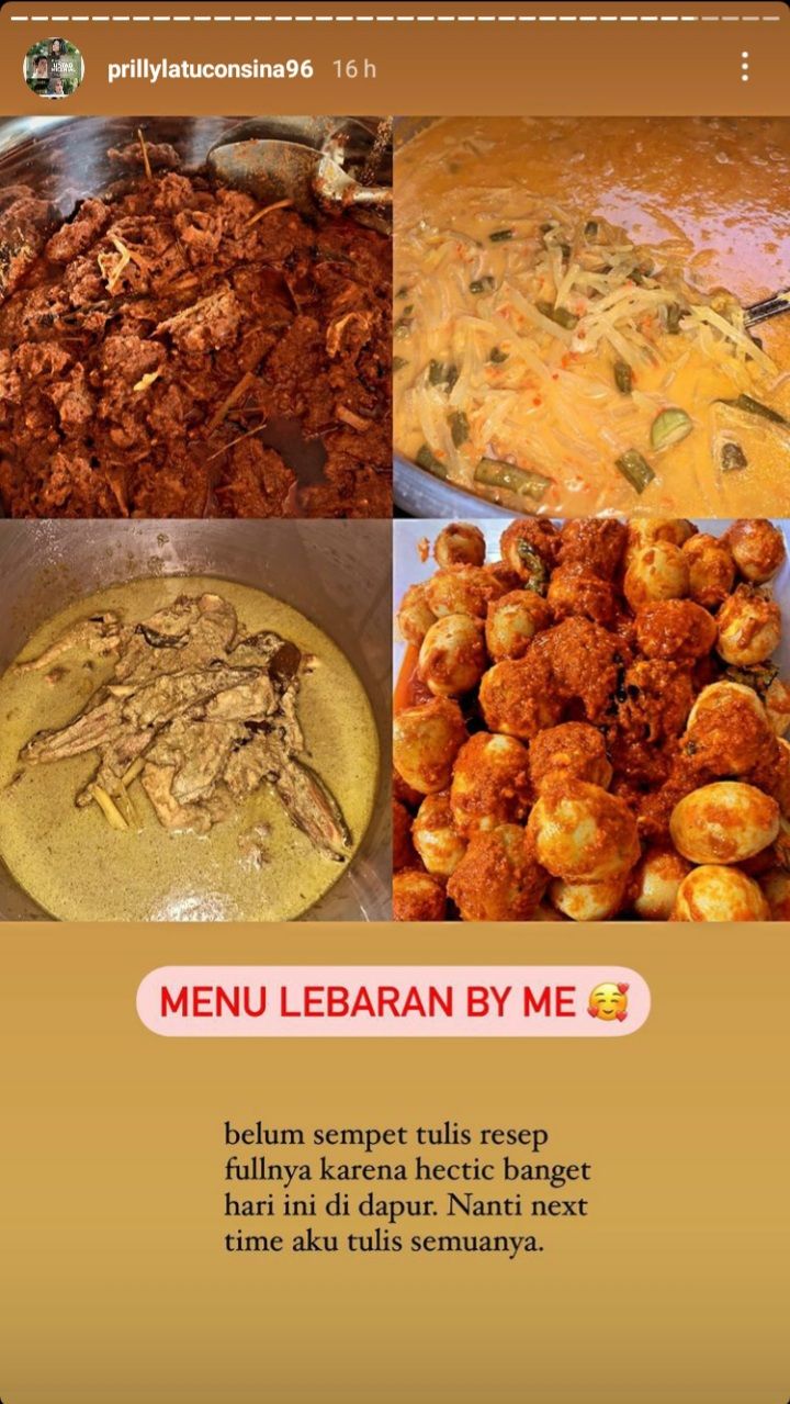 Menu Lebaran Rossa dan Prilly Latuconsin yang Super Komplet