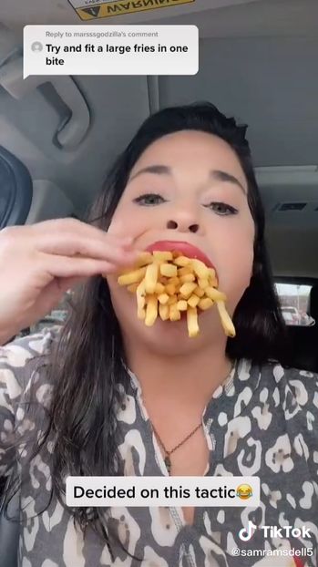 viral wanita bisa masukkan 1 bungkus kentang mcd ke dalam mulut
