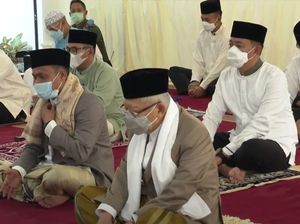 Begini Suasana Salat Id Wapres Maruf Amin dan Keluarga di Rumah Dinas