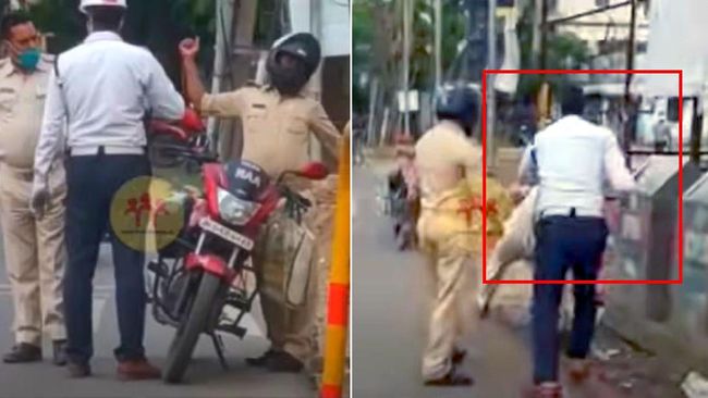 Gara-gara Enggak Pakai Helm, Dua Polisi Saling Baku Hantam