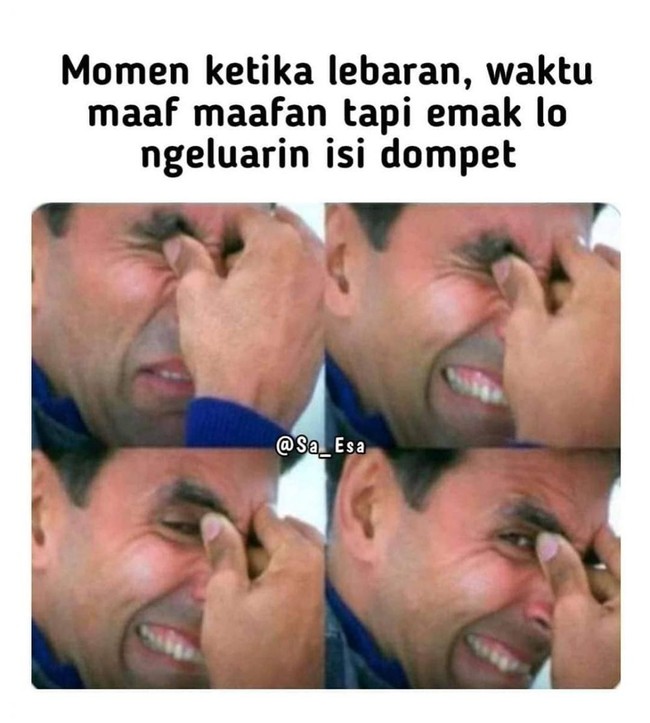 Pas lagi sedih maaf-maafan eh si emak malah bikin salah fokus. Sedihnya jadi tertunda deh karena ngintipin uang THR dari emak. Foto: instagram.com/mrci.id