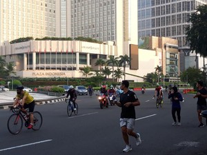 Suasana Bundaran HI Jakarta Pusat di Hari Kedua Lebaran