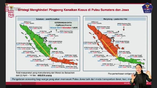 Kondisi kasus Corona di Sumatera dan Jawa sebelum serta setelah lebaran (dok Satgas COVID-19)