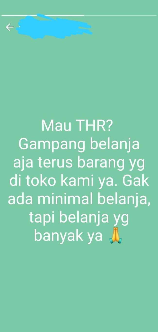 Nggak ada minimal belanja, yang penting belanja yang banyak ya biar dapet THR.. Foto: Instagram/@ngakakreceh