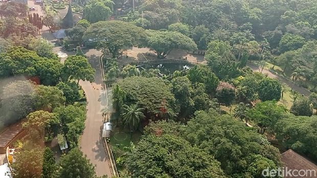 Pantauan Taman Margasatwa Ragunan, Jakarta Selatan (Jaksel) via udara dengan memakai Helikopter Bell 429, Minggu (16/5/2021)