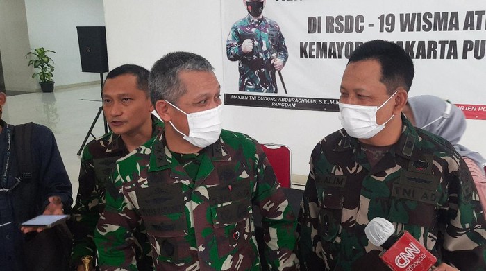 Kapuskes TNI Mayjen TNI Tugas Ratmono di RS Darurat Wisma Atlet Kemayoran, Jakarta, Senin (17/5/2021).