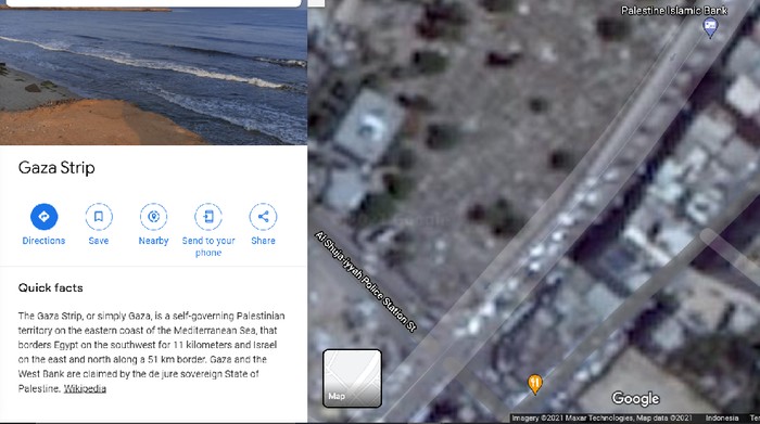 Citra satelit Gaza di Google Earth