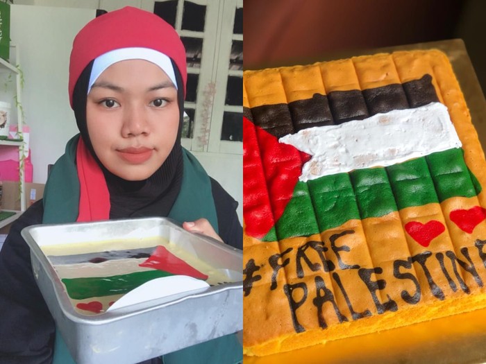 Keren! Dukung Palestina, Baker Ini Bikin Kue Bergambar Bendera Palestina