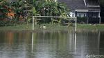 Potret Warga Bekasi Menjala Ikan di Lapangan yang Kebanjiran