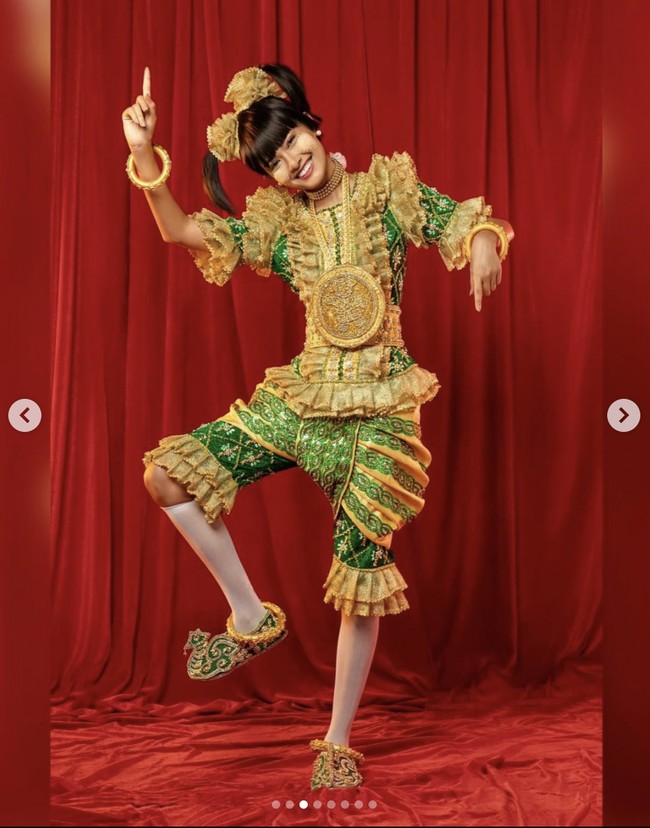 Inilah seharusnya kostum nasional yang dipakai Ma Thuzar Wint Lwin di Miss Universe 2020. Perempuan 22 tahun ini seharusnya memakai kostum yang terinspirasi dari boneka tradisional Myanmar, Pyit-Tine-Htaung. Foto: Dok. Instagram @thuzar_wintlwin