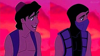 Aladdin sudah mandiri sekarang ya. Dia tidak mengandalkan kekuatan Jin lagi, melainkan kejeniusan dalam bertarung sebagai Rain, anak haram Dewa Argus, pelindung Edenia di Mortal Kombat. (Foto: Geektyrant)