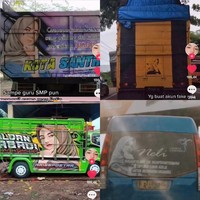 Dalam video tersebut, Cut Rauzha membagikan foto asli dirinya dan foto beberapa truk yang memakai gambar wajahnya. Ada juga kiriman dari pengendara jalan yang melihat fotonya ada di angkutan umum. Foto: Dok. Tangkap layar akun TikTok @pocutrauzha_.