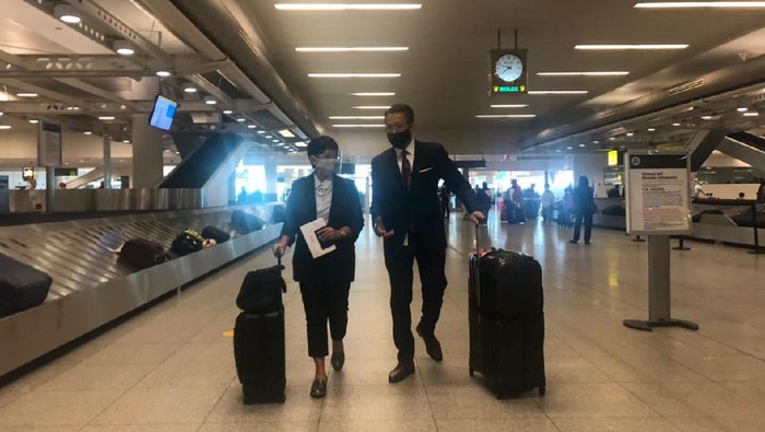 Menlu Retno tiba di New York untuk menghadiri pertemuan membahas situasi di Palestina (dok. Twitter Menlu_RI)