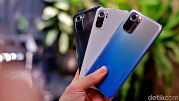 Redmi Note 10S hadir dalam tiga varian warna, yakni Ocean Blue, Onyx Gray, Pebble White Foto: Adi Fida Rahman/detikINET