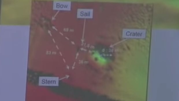 Kawah misterius diduga lokasi badan tekan KRI Nanggala-402 (Tangkapan Layar Youtube  TNI ANGKATAN LAUT)