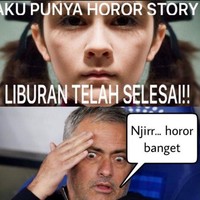 Ternyata ada yang lebih menyeramkan dari film horror, yaitu selesai liburan. Yuk semangat lagi untuk kembali bekerja! Foto: Twitter/@ahmadhaedar