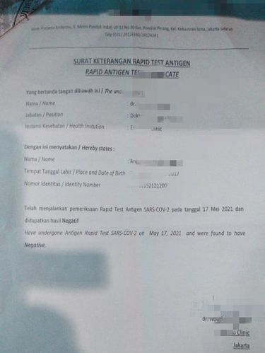 Surat tes antigen palsu di Tangerang (Dok Polsek Tangerang)