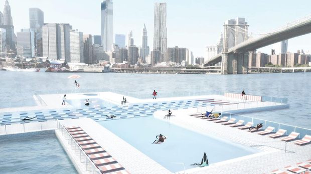 Kolam renang terapung + Pool di New York