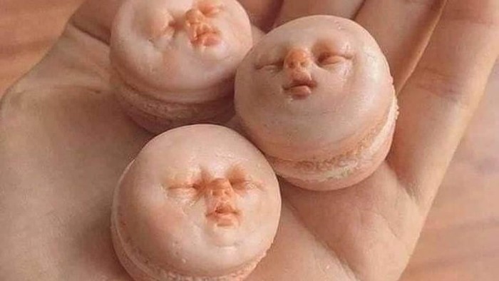 Nyleneh! Macaron Ini Dibuat dengan Bentuk Wajah Bayi