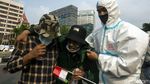 Massa Beratribut HMI Dibekuk Polisi di Tengah Aksi Bela Palestina
