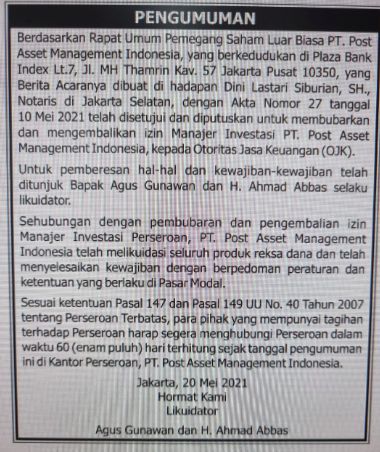 Pengumuman Post Asset