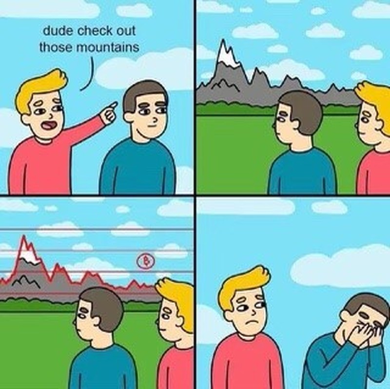 Pasar crypto belakangan ini dilanda penurunan meski kini naik sangat perlahan. Meme ini gambarkan kerasnya dunia crypto.