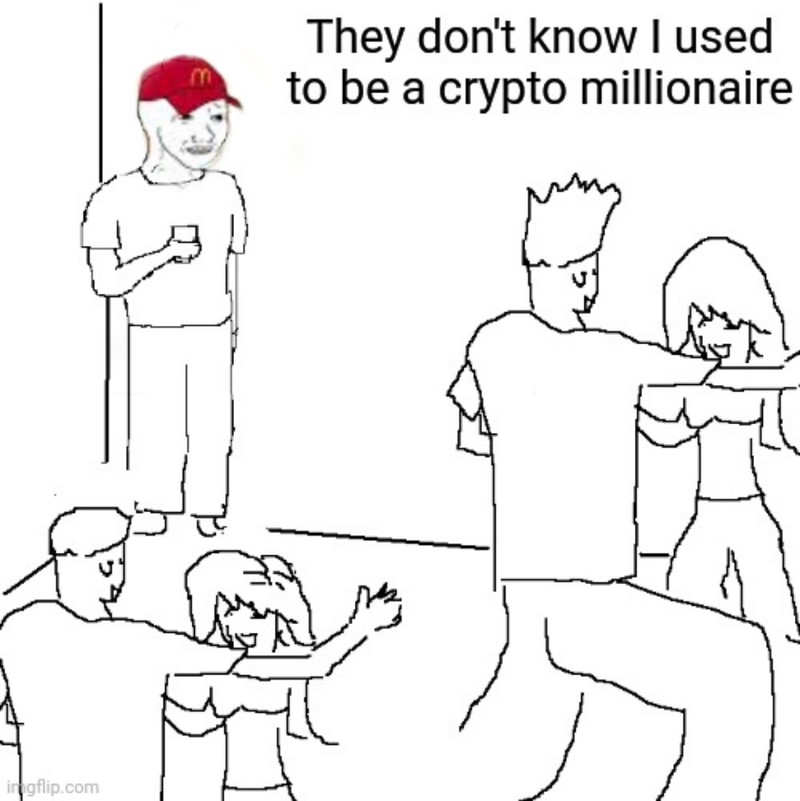 Pasar crypto belakangan ini dilanda penurunan meski kini naik sangat perlahan. Meme ini gambarkan kerasnya dunia crypto.