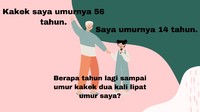 Hayo kira-kira berapa tahun lagi sampai umur kakek dua kali dari umur saya?
