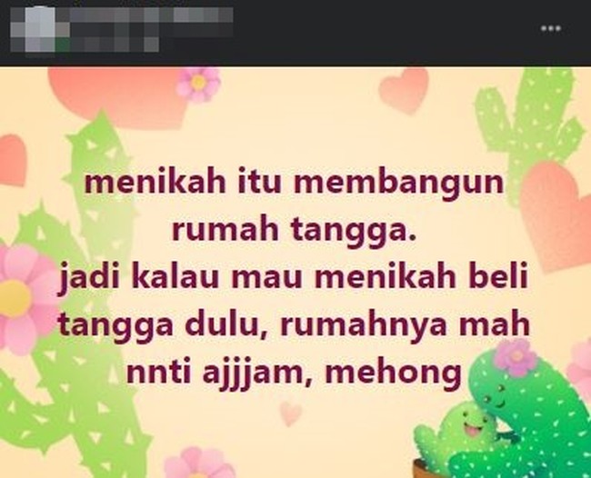 Ya namanya sama-sama tangga sih, tapi maksudnya kan bukan tangga yang itu juga kali.. Sejak kapan berumah tangga bisa dicicil dengan beli tangganya dulu? Ada-ada saja memang. Foto: Instagram/@ngakakreceh